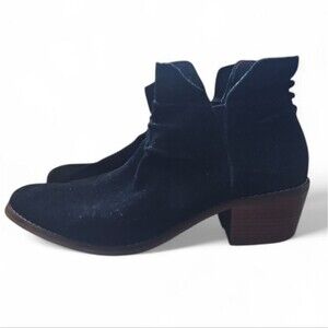 Cole Haan Alayna Slouch Suede Black Booties Sz 8 Ankle Boots Block Heel